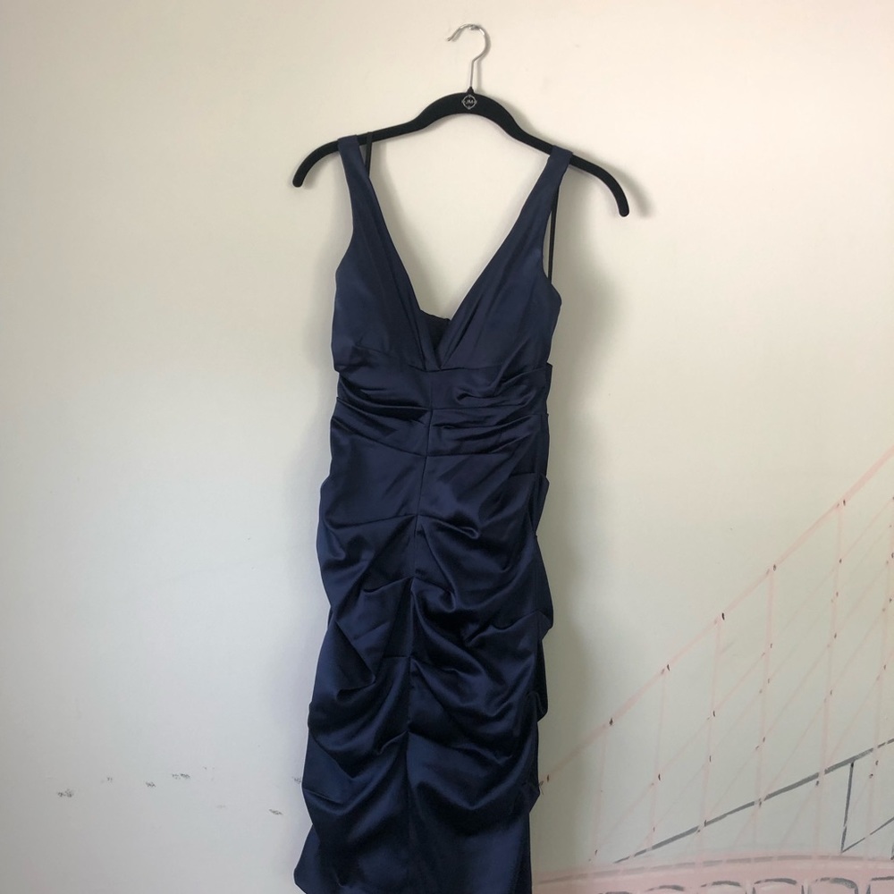 Dark blue cocktail dress.